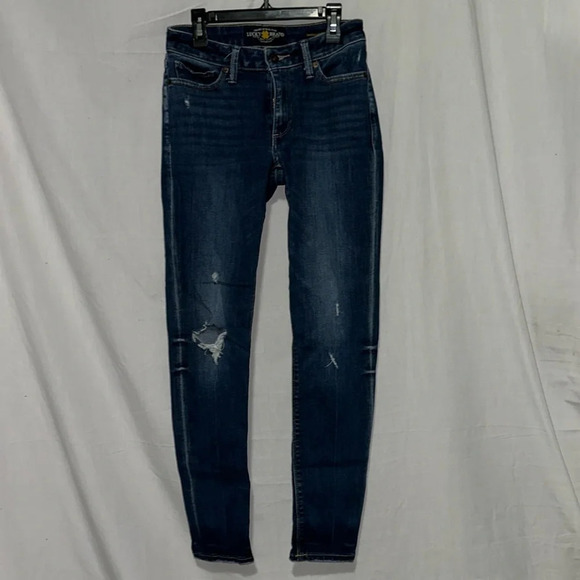 dark wash distressed Lucky Brand Sasha Super Skinny jeans size 2/26 - Picture 1 of 4